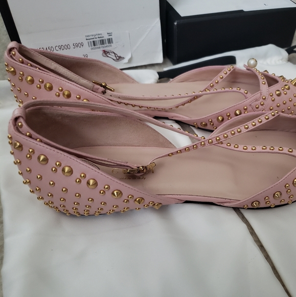 GUCCI Malaga Kid Studded Pointed Toe Unia Flats - Picture 7 of 16